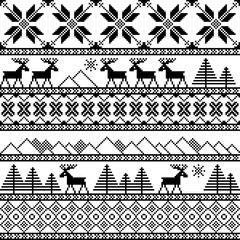 Traditional christmas knitted ornamental pattern - 103904253