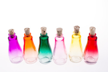 colored empty bottles