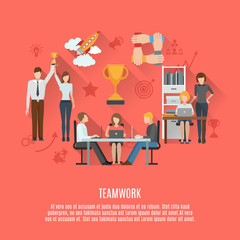 Business teamwork concept flat poster