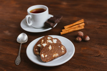 Sweet chocolate sausage biscuit