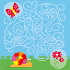 easy cartoon butterfly maze game for kids on square background – vectors © katarzyna b