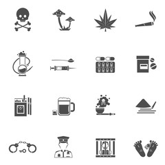 Drugs Black White Icons Set 