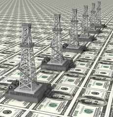 Fototapeta premium oil derrick tower dollar power