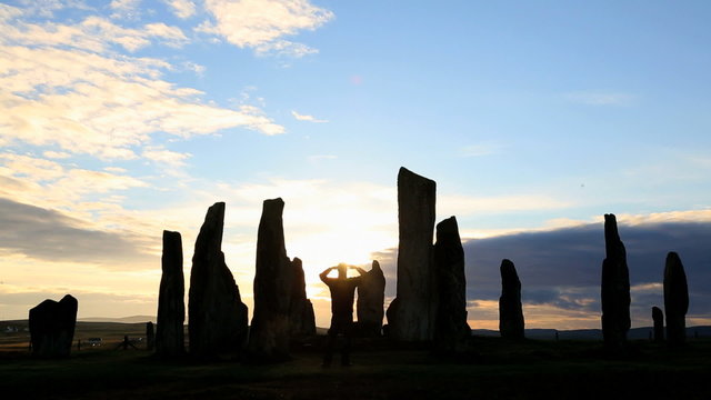 Callanish Standing Stones at sunset, Isle Lewis, Outer Hebrides, Scotland, UK

