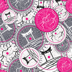 Seamless pattern with colored japanese umbrella