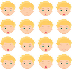 Boy emotions: joy, surprise, fear, sadness, sorrow, crying, laug