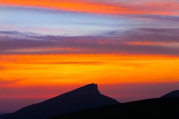 Mountain sunset summer