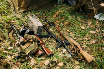German and Soviet russian military ammunition weapon of World Wa