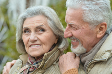 Senior couple in autumn park