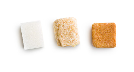 three different sugar cubes