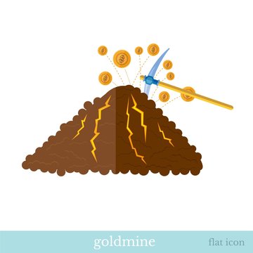 flat business icon pick hew coin from goldmine