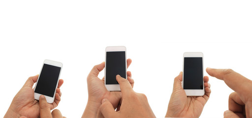 Phone in hand - to work on a smartphone with a blank screen