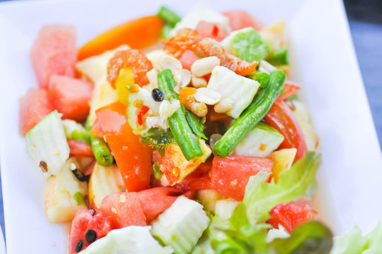 fruit and vegetable salad ,  spicy fruit salad