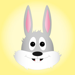 Head of easter bunny with cute expression on gradient background