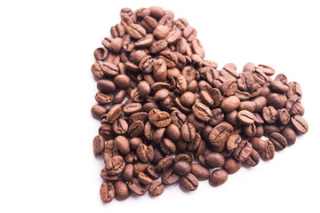 Heart shape of roasted beans