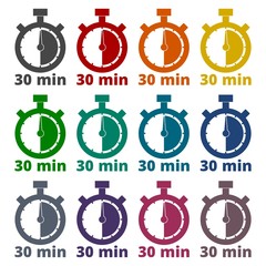 30 minutes stopwatch symbol, Timer icons set 