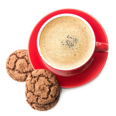 Coffee cup and chocolate cookie