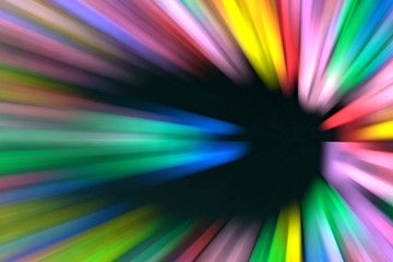 Speed motion with colorful lights in a dark tunnel