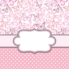 Vector vintage frame with butterflies and text place