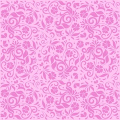 Fototapeta na wymiar Pink Ornamental Floral Seamless Pattern