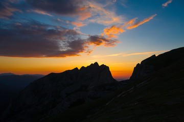 Mountain sunset summer