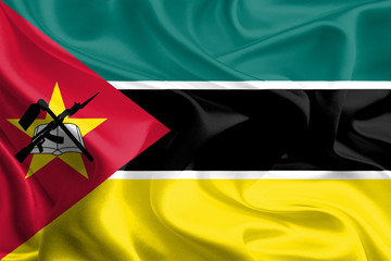 Waving Fabric Flag of Mozambique