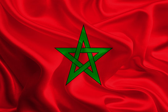 Waving Fabric Flag of Morocco
