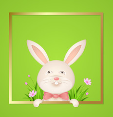 Obraz premium Rabbit with a red bow