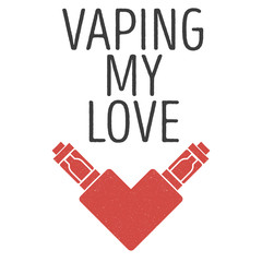 Logo or emblem of two electronic cigarettes in the form of heart