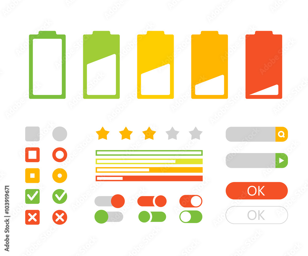 Aufkleber different interface design. flat design elements