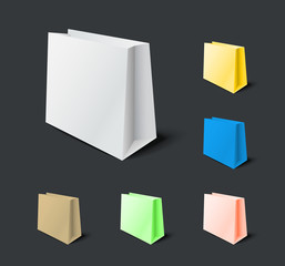 Different paper shopping bags isolated