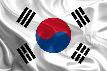 Waving Fabric Flag of South Korea