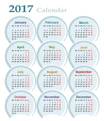 Calendar for 2017. 
