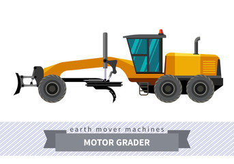 Motor grader for earthwork operations - obrazy, fototapety, plakaty