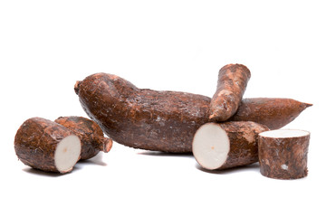 Cassava root isolated on a white background