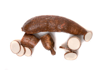 Cassava root isolated on a white background