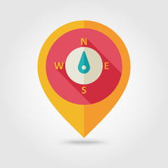 Compass flat pin map icon. Meteorology. Weather 