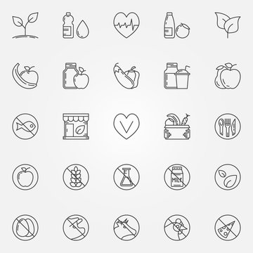 Vegetarian line icons set