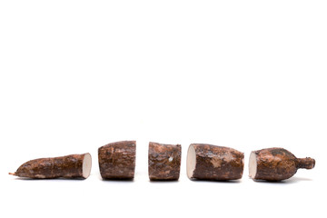 Cassava root isolated on a white background