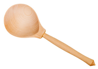 top view of simple wooden spoon isolated