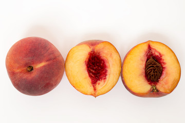 sweet peach sliced isolated on a white background.
