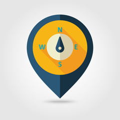Compass flat pin map icon. Meteorology. Weather