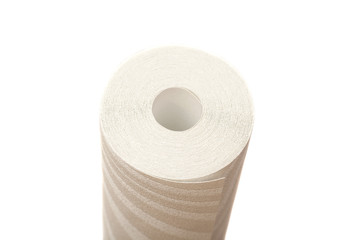 Roll of vinyl wallpaper on white background