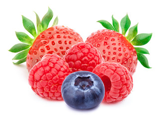Group of berries isolated on white background with clipping path
