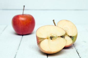 Fresh tasty red apple fruits isolated on a white background.