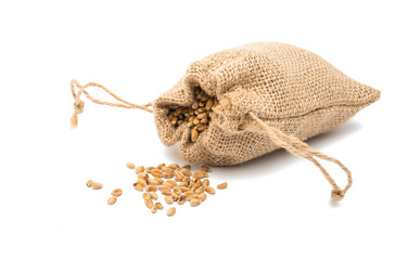 bag with wheat isolated