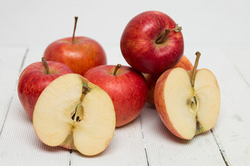Fresh tasty red apple fruits isolated on a white background.