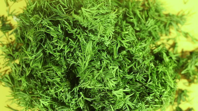 Chopped dill on a plate