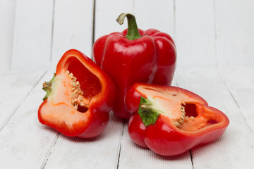 Fresh and colorful red bell peppers