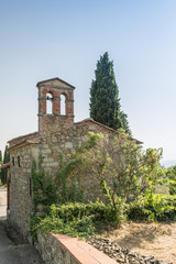 Fototapeta na wymiar The small Church of Mountain in the hills of Cortona, Tuscany, Italy